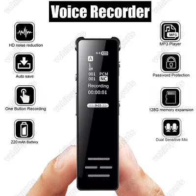 128G LCD Digital Voice Activated Mini Sound Audio Recorder Dictaphone MP3 Player • $18.95