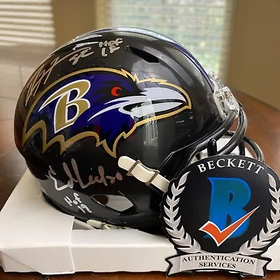 Ray Lewis & Ed Reed Autographed Signed  Ravens Mini Helmet W/ HOF '18 & '19 BAS • $274.99