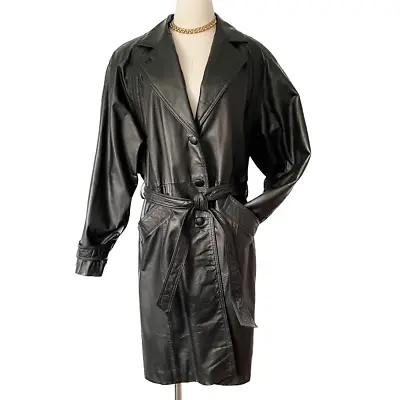 Vintage G-III 80s/early 90s 100% Leather Trenchcoat Size Men’s L • $158