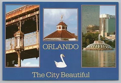 State View~Church St Lamp Post~Lake Eola~The Exchange~Continental Postcard • $3.20