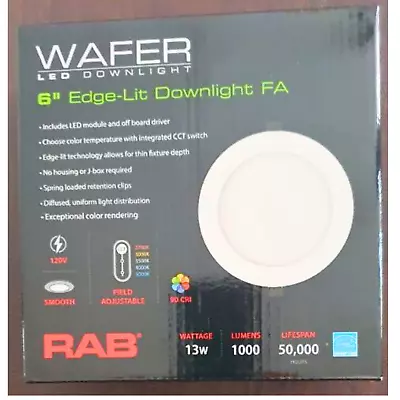 RAB 6  13W LED Edge-Lit Wafer Downlight - Smooth Trim - Multiple Color  6 PACK • $80