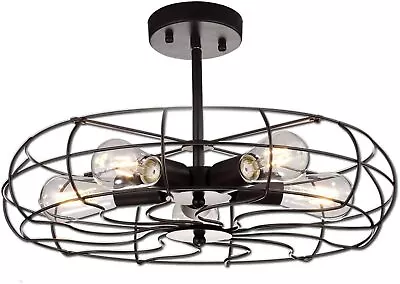 Industrial Bronze Fan Ceiling Light 5-Light Mount Ceiling Light Fixture • $65