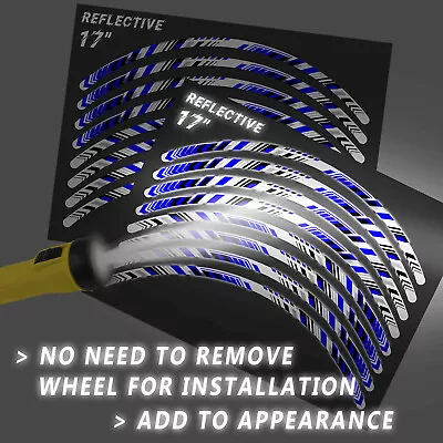 SH15 BLUE 17  Reflective Rim Wheel Sticker For Honda CBR600RR 03-21 20 19 18 17 • $41.80