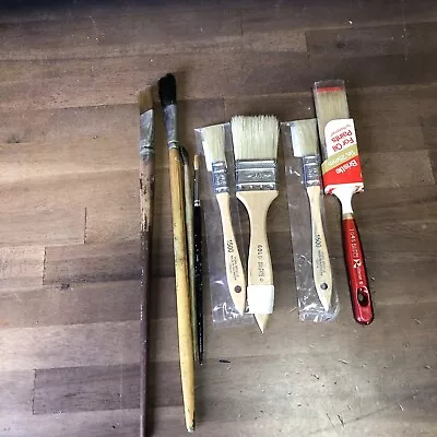 Vintage Paint Brushes Artist House Painting Pure Bristle Used Steampunk Lot Of 8 • $26.10