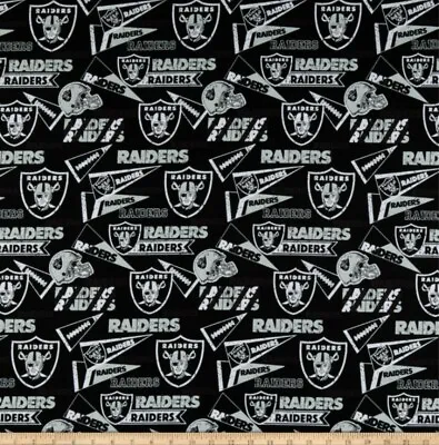 Las Vegas Raiders NFL Football Black 58  Cotton Fabric • $11.89