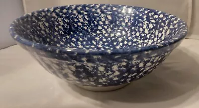 LA Primula Italy Large Mixing Bowl 9 3/4” X 4“ Blue & White Spongseware Splatter • $24.99