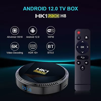 HK1 Rbox-h8 Wifi6 Ultra HD  Android 12 Quad Core Smart TV Box Media Player T2I4 • $34.99