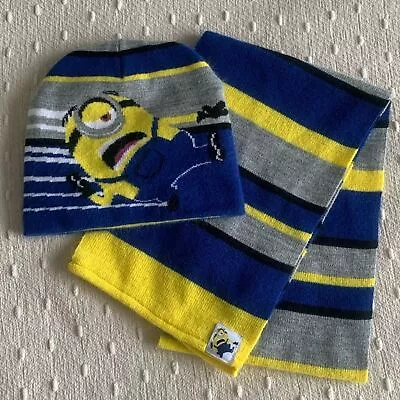 Despicable Me Boys Blue 2Piece Minions Scarf &Beanie Hat • $14