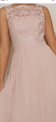 Chi Chi London BNWT Lace Maxi Bridesmaid Dress Mink Pink Colour Size 10 • £50