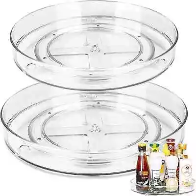 2 Pack Lazy Susan Turntable Cupboard Fridge Organiser Rotatable Spice Rack Tray • £3