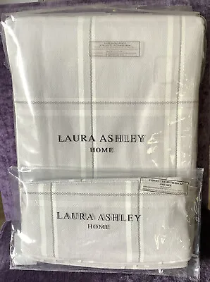 Laura Ashley Corby Check Silver Grey Curtains - 88 W X 72 L / 223 X 183cm - NEW • £145