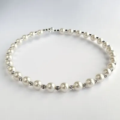 £3.95 • Buy Pearl CZ Crystal Bridal Wedding Jewellery Set Earrings Necklace Prom Graduation