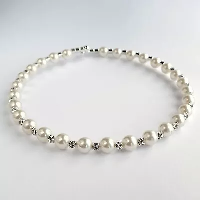 £3.95 • Buy Pearl CZ Crystal Bridal Wedding Jewellery Set Earrings Necklace Prom Graduation