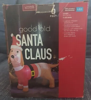 Living Solutions Good Old Santa Claus Inflatable Dachshund 6 Ft Christmas Dog • $25