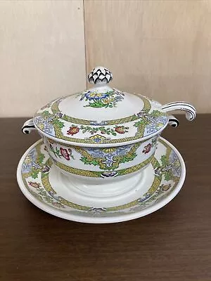 RARE Antique Minton  Shah Japan  Lidded Gravy Boat With Ladle & Underplate • $114.39