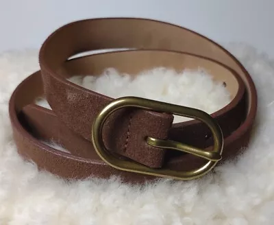 J Crew Brown Suede Belt 32  F6540 Genuine Italian Leather Made In USA 29 To 35  • $39.49