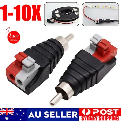 1-10X Speaker Wire A/V Cable To Audio Male RCA Connector Adapter Jack Press Plug • $6.99