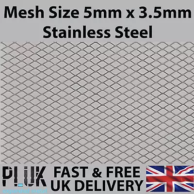 DIFFERENT SIZE Sheets Of Expanded Stainless Steel Metal Mesh Size 5mm X 3.5mm • £5.99