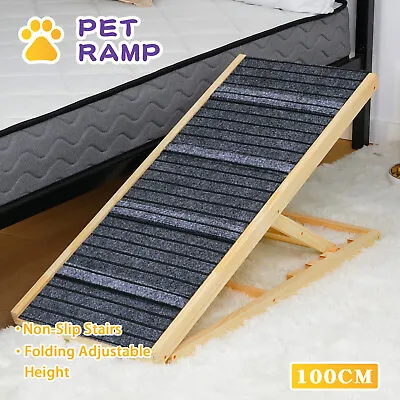 Dog Ramp Adjustable Height Foldable Dogs Stairs Pet Ramps For Bed Sofa Car 100cm • $69.99