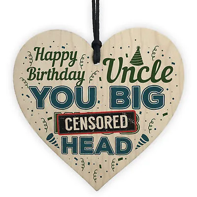 Funny Rude Uncle Gift Wooden Heart Plaque Novelty Birthday Gift For Uncle Him • £3.99