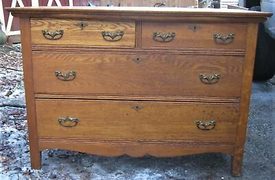 Antique Usa Arts Crafts Golden Mission Oak Storage Furniture Dresser Commode Us  • $225