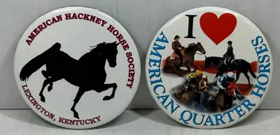 (2) VTG I Love American Quarter Horses & Hackney Society Pinback Button Lot • $6.99