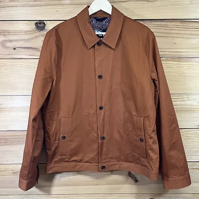 Ted Baker Mens Jacket XL 5 Harrington Buton Up Orange Lined Cotton Ware B104 • $69.99