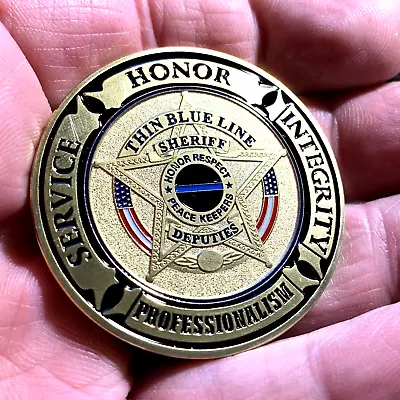 Sheriff Deputy Challenge Coin THIN BLUE LINE LEO OATH Police Prayer Coin • $8.95