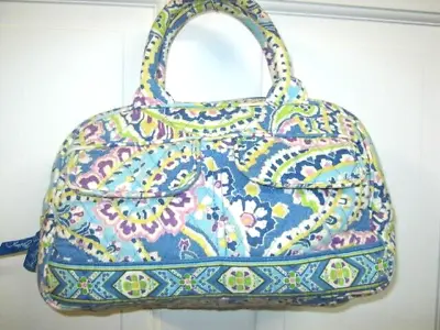 Vera Bradley Capri Blue LOLA Bag Small Bowler Purse 11 X 6 X 4.25 GUC • $13.95