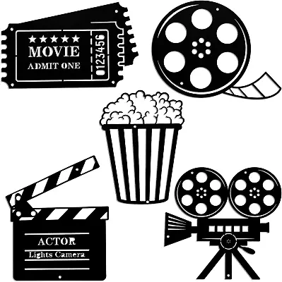 Theater Room Decor Cinema And Popcorn Wall Art Metal Movie Reel Wall Sign Home • $18.59