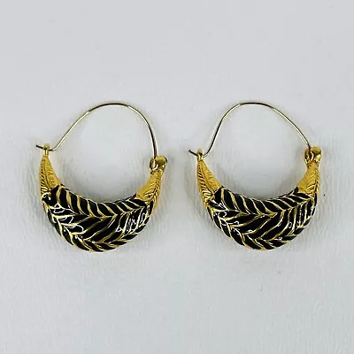 Metropolitan Museum Of Art MMA USA Black & Gold Tone Hoop Earrings Made In USA • $19
