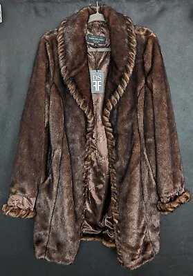 Donna Salyers' Fabulous-Furs Forever Faux Mink Whip Trimmed Shawl Collar Coat • $185