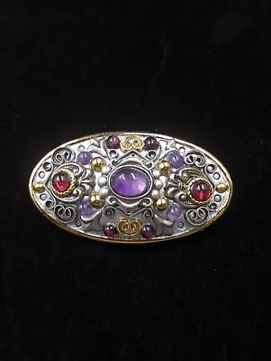 Michal Golan  Amethyst Cabochon Statement Brooch K053 • $34.99