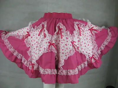 $71.24 • Buy Square Dance Skirt XL Valentines Day Pink Hearts SQUARE UP FASHIONS New