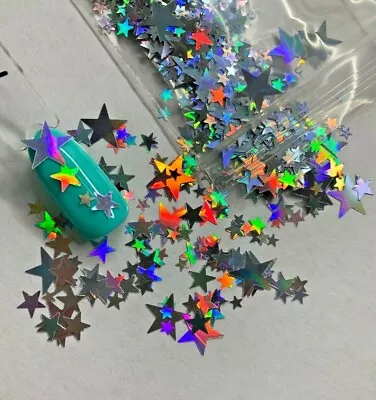Holographic Mixed Sizes Star Glitter | 1 TSP | Gel Nail Art & Acrylic • $2.72