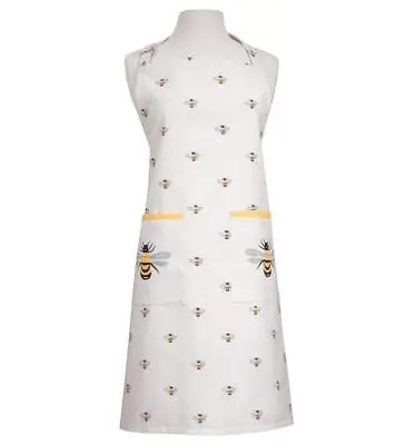 Dexam Adult Apron Cream Bees Knees Print Standard Length 100% Cotton Accessory • £18.49