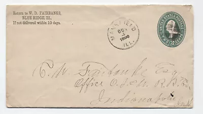 1890 Mansfield IL 2ct Green Stamped Envelope [H.3133] • $4.50