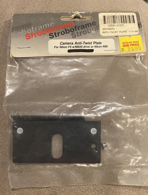 $12.50 • Buy Stroboframe Camera Anti Twist Plate 300-H35 For Nikon N90 + F4 W/MB20 Drive *NEW