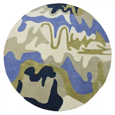 Hand Tufted Wool 8'x8' Round Area Rug Abstract Multicolor BBH Homes BBK00S10 • $316.77