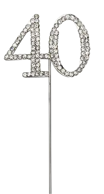 Silver Number 40 Cake Pick Topper Decoration 40th Diamante Sparkly • £4.99