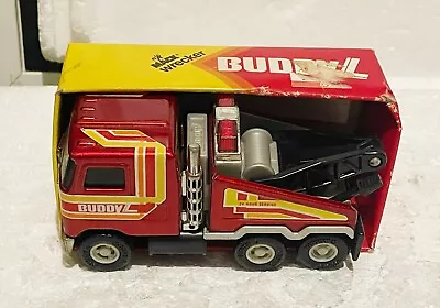 VINTAGE Buddy L 1980 Pressed Steel MACK TRUCK Heavy Wrecker 24 Hour Service Tow • $49.95