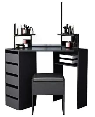 £285 • Buy Corner Dressing Table Mirror Set Black • FREE DELIVERY