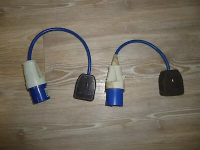 2x 16 AMP 3 PIN Plug To 13 AMP Socket Fly Lead Converter Caravan Camping  Hook • £10.50