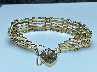 9ct Gold Twisted Gate Link Bracelet 7   Superb Condition • £220