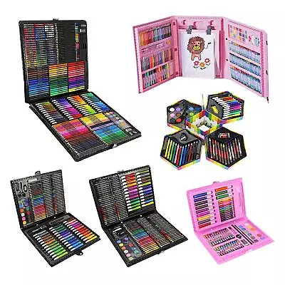 Childrens/Kids Art Creative Case Colour Paints Pencil Crayons Felt Tip Pens Set • £19.95