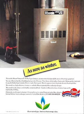 1991 Rheem Imperial 90 Plus Gas Furnace Vintage Print Ad Advertisement • $8.98