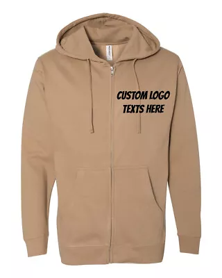 Ink Stitch Design Your Own Custom Logo Texts Unisex Midweight Hoodie Zip Up • $41.99