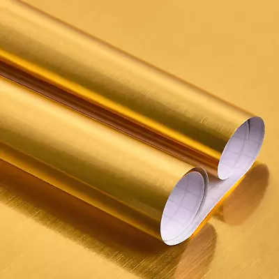 Metallic Gold Self Adhesive Contact Paper Metal Look Wallpaper Peel Stick Film • $12.60