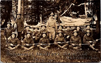 Preparedness Newberry Rifle Club July 4 1916 Michigan Boat Parade Float Forest • $60