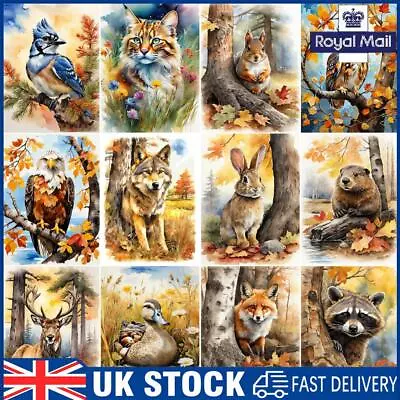 5D DIY Full Round Drill Diamond Painting Woodland Animal Home Decor Art Craft • £7.09